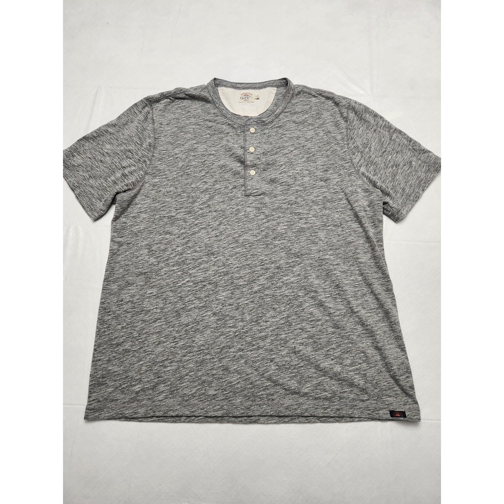 Faherty Brand Shirt Mens XL Gray Heather Short Sleeve Henley Knit Tee Casual